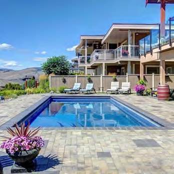 Pool and terrace looking out over the Okanagan valley